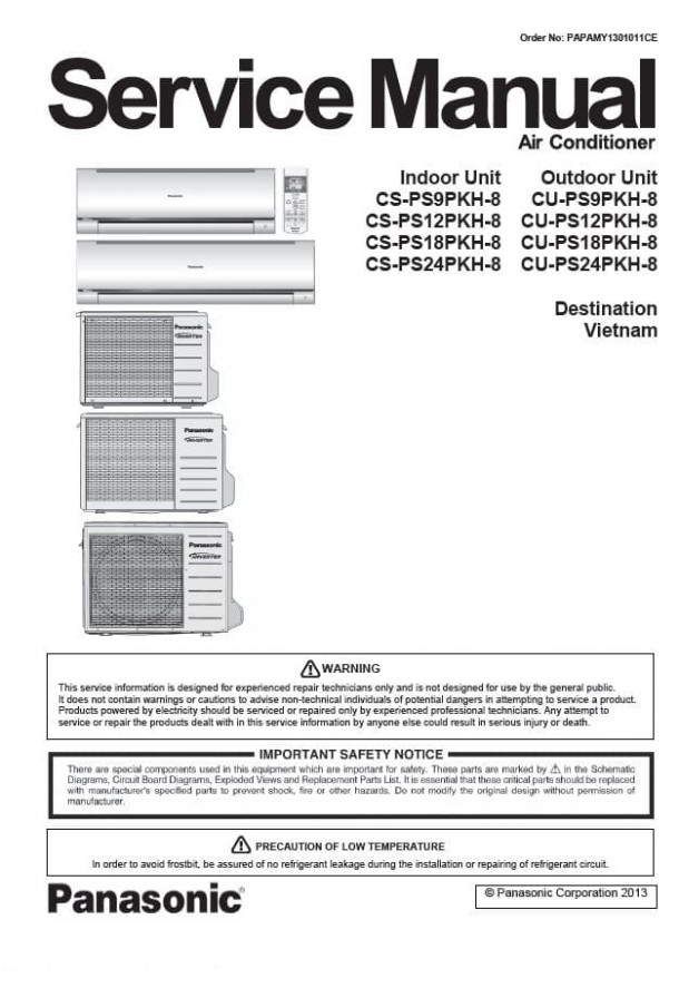 CS-PS9PKH-8, CS-PS12PKH-8, CS-PS18PKH-8, CS-PS24PKH-8, CU-PS9PKH-8, CU-PS12PKH-8, CU-PS18PKH-8, CU-PS24PKH-8